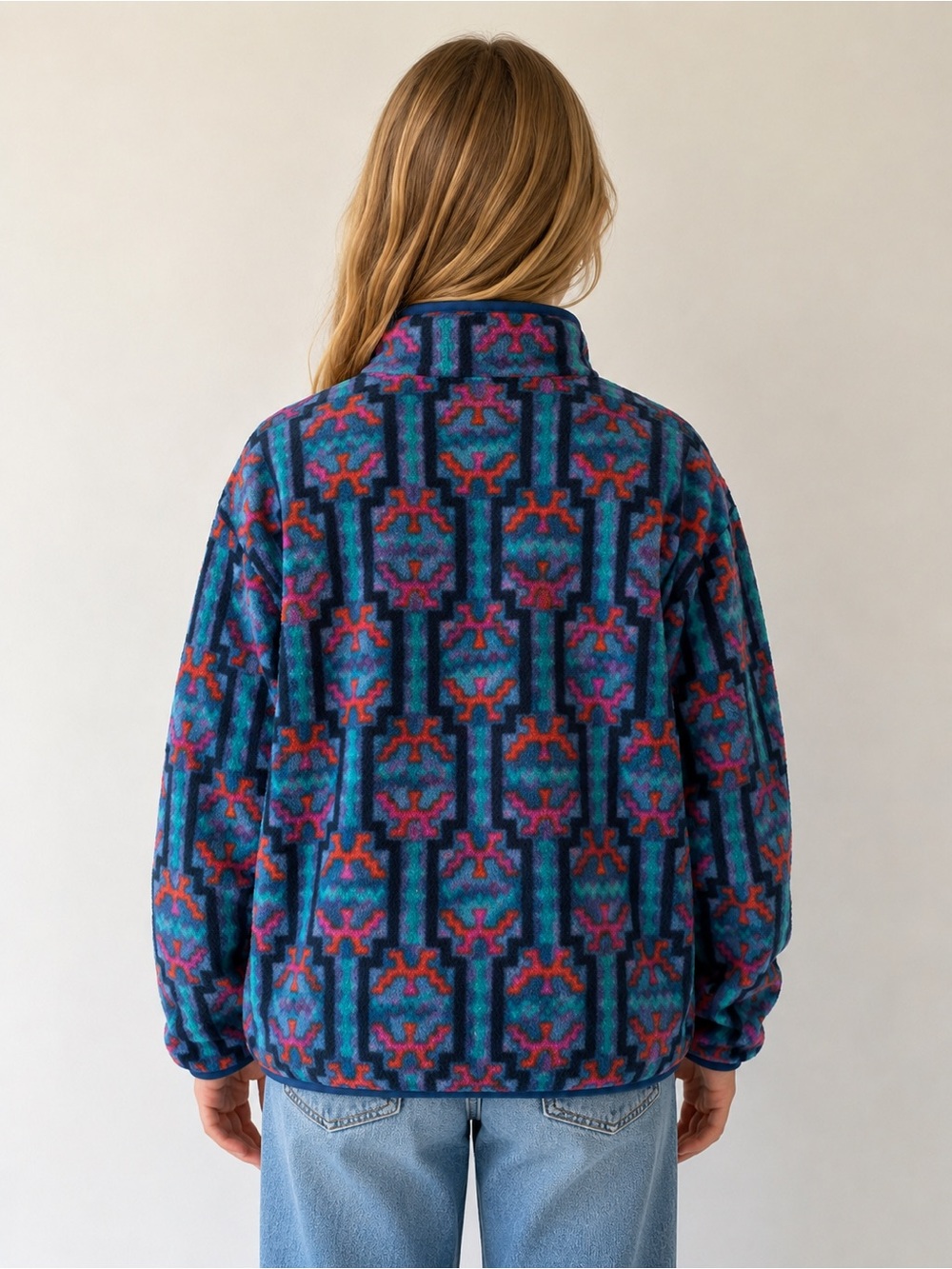 Vintage Patagonia Made in USA Kids Size 12 Patterned Fleece Pullover - Picture 6 of 6